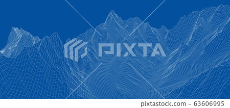 Abstract 3d wire-frame landscape. Blueprint style Abstract 3d wire-frame landscape. Blueprint style 63606995