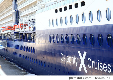 Celebrity Millennium, a large cruise ship anchored at Yokohama Port Celebrity Millennium, a large cruise ship anchored at Yokohama Port 63608065