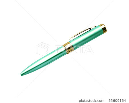 Green metal pen isolated on white Green metal pen isolated on white 63609164