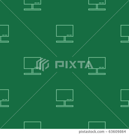 Line Computer monitor icon isolated seamless pattern on green background Line Computer monitor icon isolated seamless pattern on green background 63609864