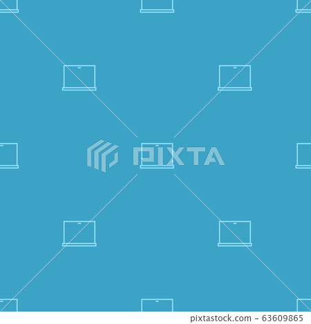 Blue laptop icon - seamless pattern on blue background Blue laptop icon - seamless pattern on blue background 63609865