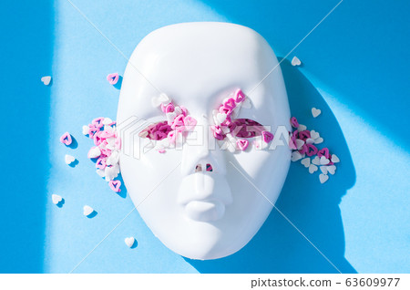 White plastic face mask with heart shaped White plastic face mask with heart shaped 63609977