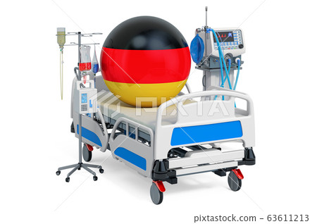 German Healthcare, ICU in Germany. 3D rendering German Healthcare, ICU in Germany. 3D rendering 63611213