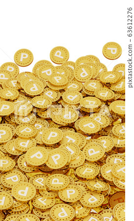 Lots of gold coins engraved with the letter P (initial point) 63612276