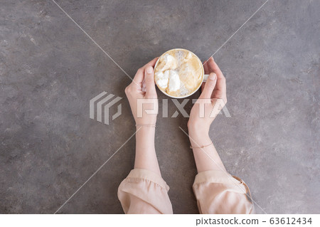 hand holding coffee background hand holding coffee background 63612434