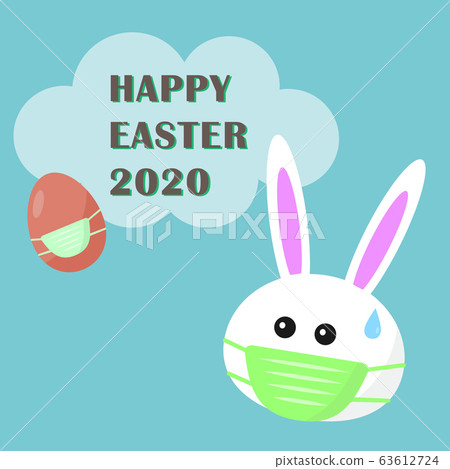 Happy Easter 2020 with Covid-19 or corona virus with bunny rabbit wears medical face mask Happy Easter 2020 with Covid-19 or corona virus with bunny rabbit wears medical face mask 63612724