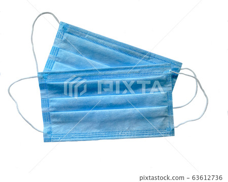 Blue medical mask isolated on white Blue medical mask isolated on white 63612736