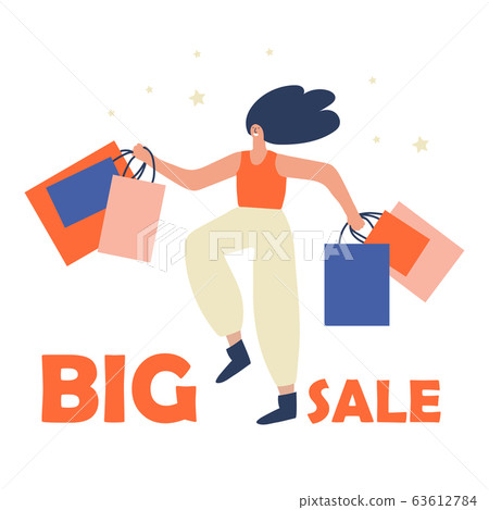 woman with packages and inscription sale vector illustration 63612784