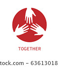 Three hands together icon logo vector graphic 63613018