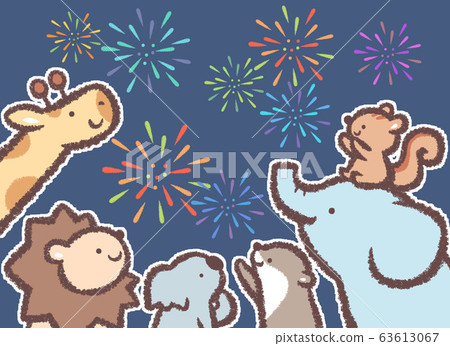 仰望煙花的動物 63613067