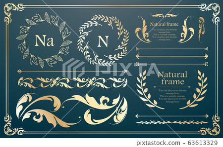 植物主題框架和絲帶套裝天然有機植物復古洛可可式 63613329