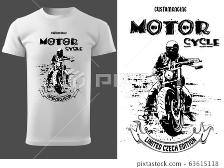 White T-shirt Design with Motorcyclist White T-shirt Design with Motorcyclist 63615118