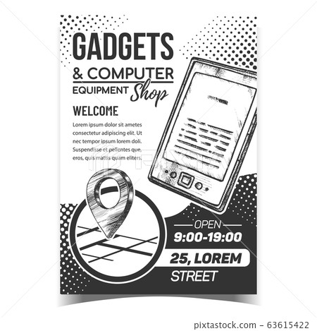 Gadgets And Computer Shop Advertise Poster Vector 63615422
