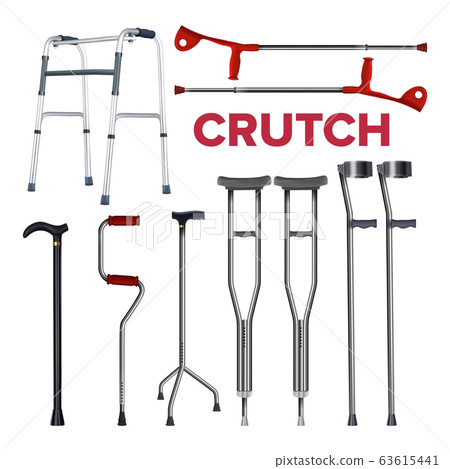 Crutches And Walking Stick Collection Set Vector 63615441