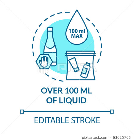 Over 100 ml of liquid concept icon. Airplane... - Stock Illustration ...