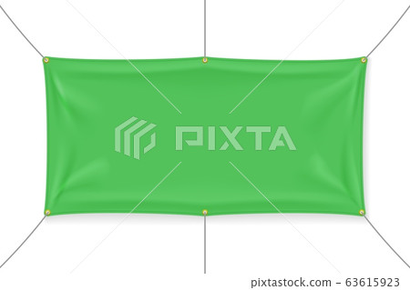 Green textile banner with folds 63615923