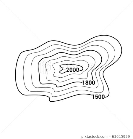 Topographic map contour vector mountain geographic relief background. Contour map terrain 63615939