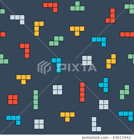 Vector retro game seamless pattern background. Video old computer game 63615942