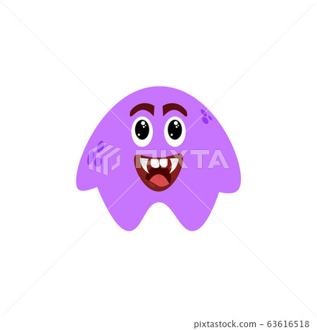 Cartoon flat happy monsters violet icon. Colorful kids toy cute monster. Vector illustration Cartoon flat happy monsters violet icon. Colorful kids toy cute monster. Vector illustration 63616518
