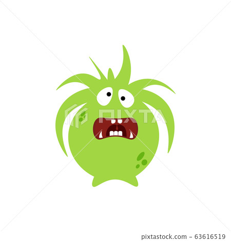 Cartoon flat confused monsters green icon. Colorful kids toy cute monster. Vector illustration Cartoon flat confused monsters green icon. Colorful kids toy cute monster. Vector illustration 63616519