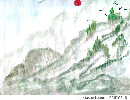 Traditional Chinese painting of high mountain Traditional Chinese painting of high mountain 63616548