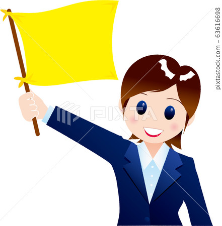 Female Employee B-11 / Yellow Flag - Stock Illustration [63616698] - PIXTA