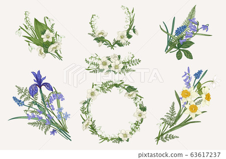 Set with floral elements. Set with floral elements. 63617237
