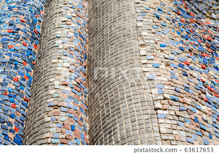 building wall with vintage color mosaic close up building wall with vintage color mosaic close up 63617653
