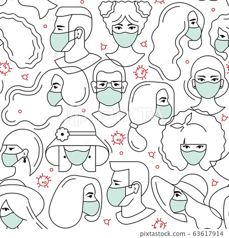 A seamless medical pattern consisting of doctors and protective masks. A seamless medical pattern consisting of doctors and protective masks. 63617914
