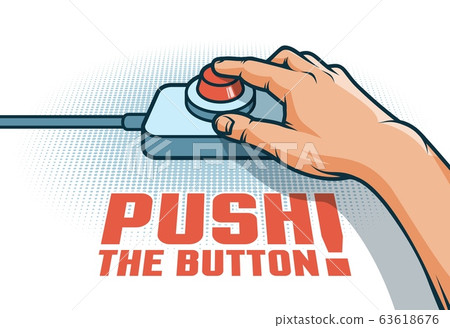 Hand push the red button with finger 63618676