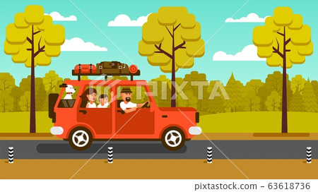 Family on the car goes on vacation Family on the car goes on vacation 63618736