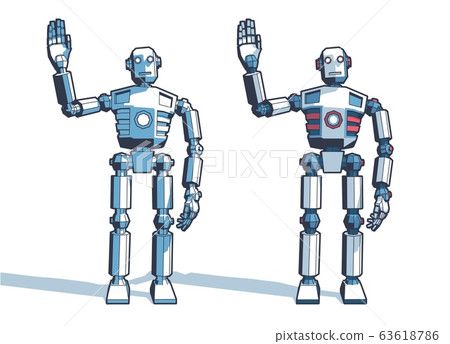 Robot man welcomes waving his hand Robot man welcomes waving his hand 63618786