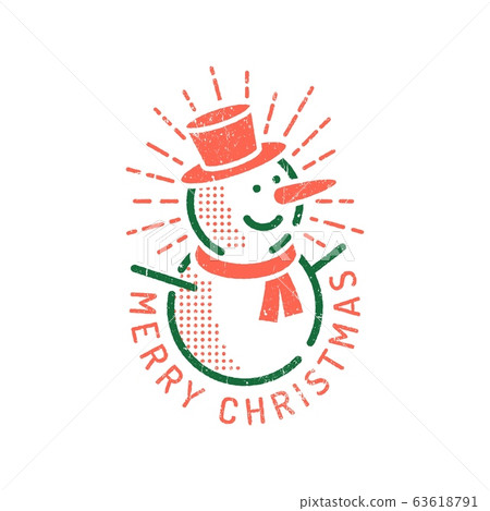 New Year's snowman in a hat and a scarf with... - Stock Illustration ...