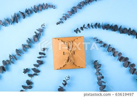 Mother's day layout with coffee and eucalyptus. 63619497