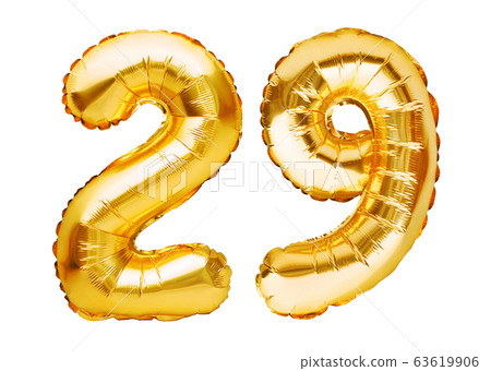 Number 29 twenty nine made of golden inflatable Number 29 twenty nine made of golden inflatable 63619906