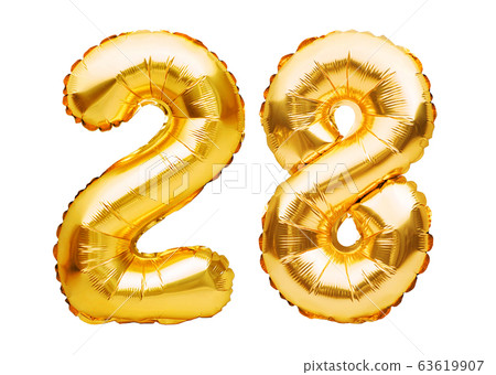 Number 28 twenty eight made of golden inflatable 63619907