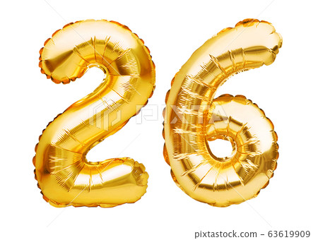 Number 26 twenty six made of golden inflatable 63619909