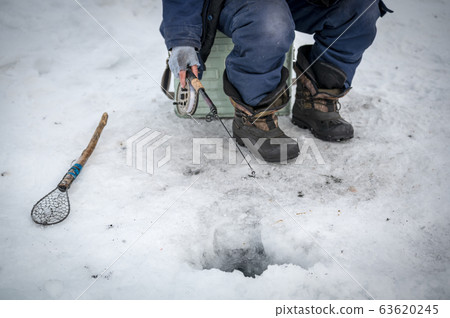 Fisherman on the Baikal lake in Siberia Fisherman on the Baikal lake in Siberia 63620245