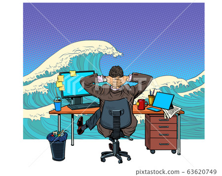 A businessman in the office dreams of the sea A businessman in the office dreams of the sea 63620749