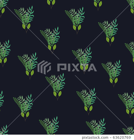Cute green hand drawn leaves bouquets pattern Cute green hand drawn leaves bouquets pattern 63620769