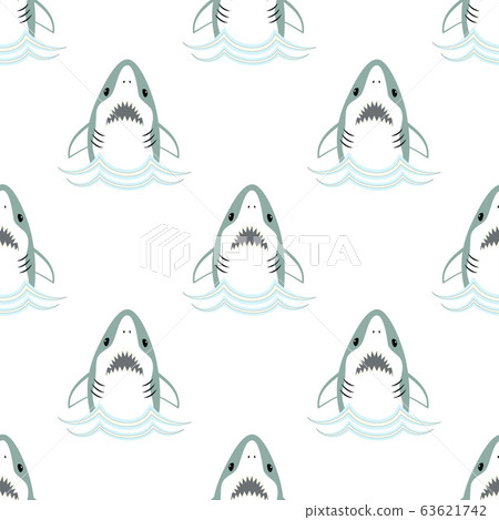 seamless pattern of cute shark isolated on white, 63621742