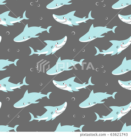 seamless pattern of cute sharks isolated on grey, seamless pattern of cute sharks isolated on grey, 63621743