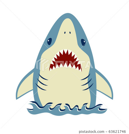 card of cute shark isolated on white, animal card of cute shark isolated on white, animal 63621746
