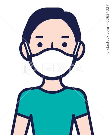 Coronavirus disease public awareness. Man in protective surgical face mask. Man protect himself against coronavirus (Covid-19) - vector character Coronavirus disease public awareness. Man in protective surgical face mask. Man protect himself against coronavirus (Covid-19) - vector character 63624327