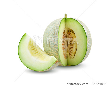 cantaloupe melon isolated on white background . full depth of fieid cantaloupe melon isolated on white background . full depth of fieid 63624896