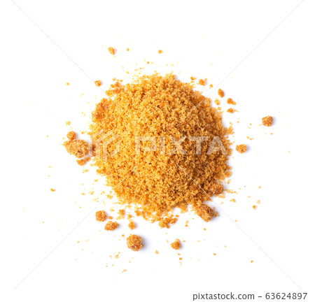 Brown cane sugar isolated on white background. top view Brown cane sugar isolated on white background. top view 63624897