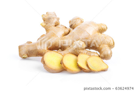 fresh Ginger root and slice isolated on white background . full depth of field 63624974