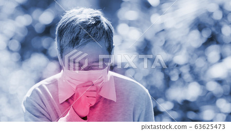 old man cough outdoor 63625473