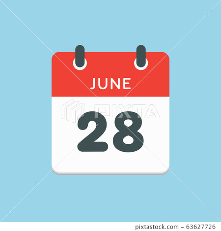 Icon calendar day 28 June, summer days of the year-插圖素材 [63627726 ...