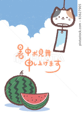 炎熱的夏天風鈴印花布貓 炎熱的夏天風鈴印花布貓 63627905